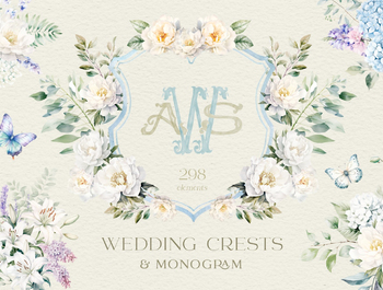 Watercolor Wedding Crests & Monograms.