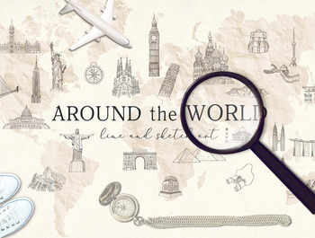 Around the World. Travel illustrations and icons.