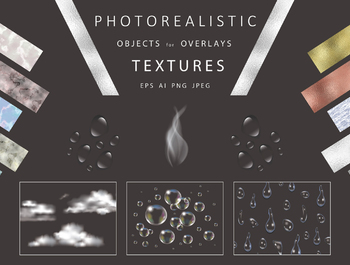 Photorealistic objects for overlays and textures.