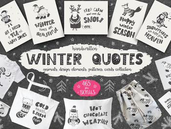 Winter quotes & animals, cards.