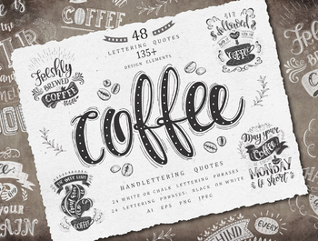 Coffee. Handlettering Design Quotes.