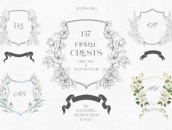 Floral Crests for Wedding & Monogram.