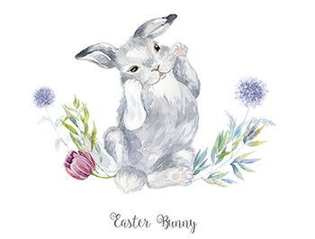 Watercolor Easter Bunny. (Free)